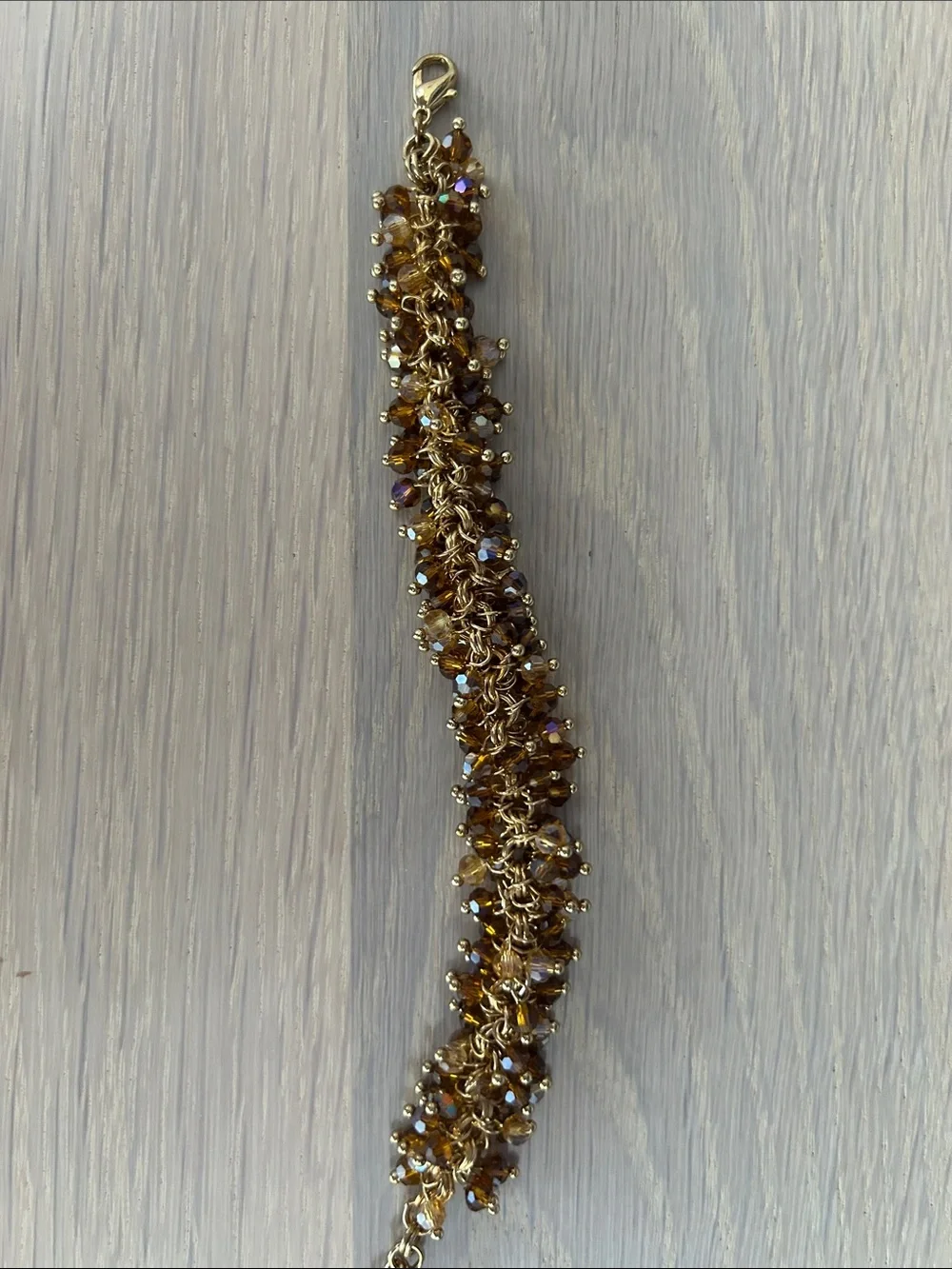 Gold Beaded Cluster Bracelet - Amber Tones